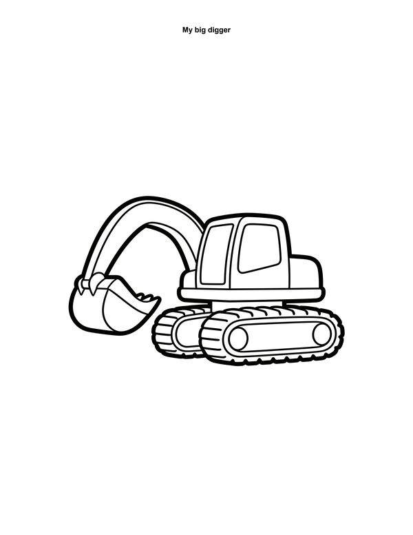 Free digger colouring page
