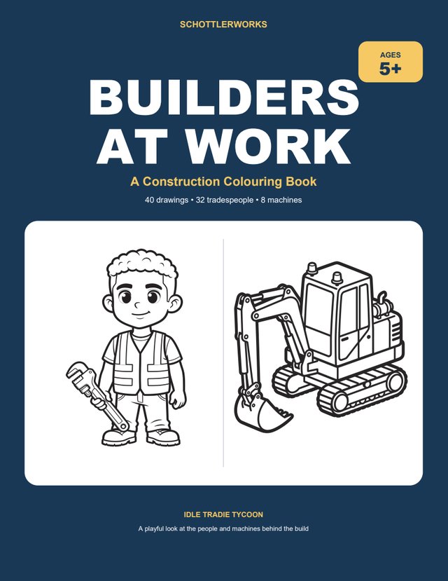 Builders at Work colouring book cover