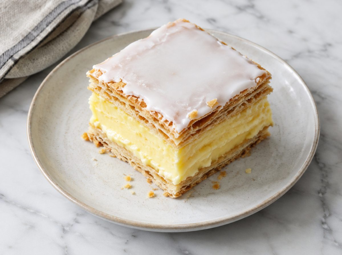 Photo of Classic Vanilla Slice with Thick Vanilla Custard & Pale Icing
